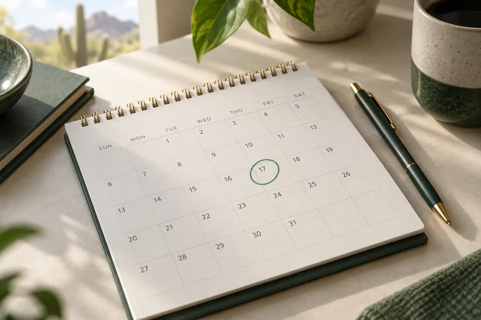 Calendar with a selected appointment date