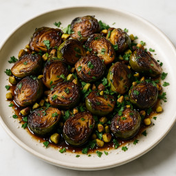 Side Dish: United States – Balsamic-Glazed Brussels Sprouts with Pistachios