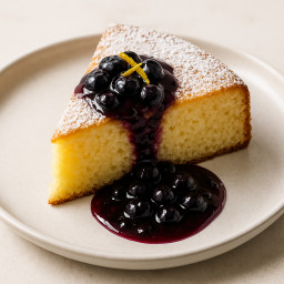 Dessert: United States – Pacific Northwest – Olive Oil Lemon Cake with Blueberry Syrup