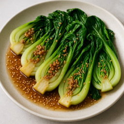 Side Dish: China – 蒜蓉小白菜配烤芝麻 ➤ Suànróng xiǎo báicài pèi kǎo zhīma