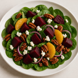 Salad: United States – Baby Spinach, Roasted Beet & Orange Salad with Toasted Pecans