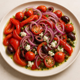 Salad: Greece – Σαλάτα με ψητές πιπεριές και ντομάτες μαριναρισμένες σε λεμόνι ➤ Salata me psites piperies kai ntomates marinarismenes se lemoni
