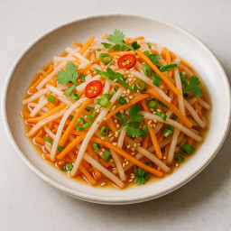 Salad: China – Guangdong – 甜酸白萝卜胡萝卜丝 ➤ Tián suān báiluóbo húluóbo sī (Sweet‑sour daikon and carrot slaw (quick-pickle style))