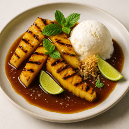Dessert: United States – Grilled Pineapple with Rum-Caramel and Coconut Ice Cream