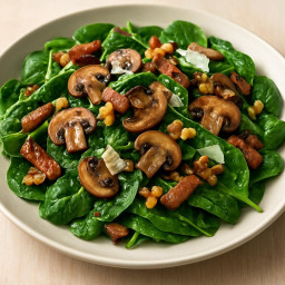 Salad: United States – Warm Spinach and Sautéed Mushroom Salad with Sherry Vinaigrette