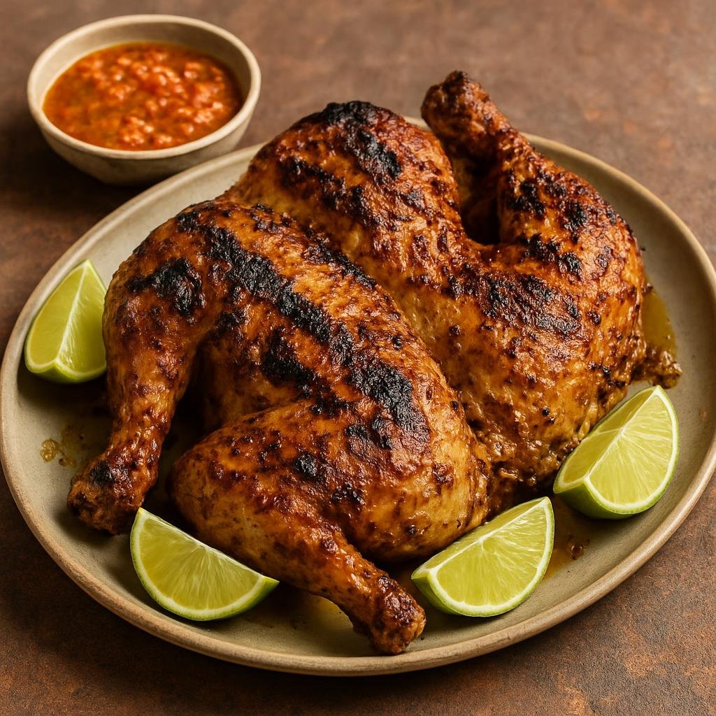 Entree: Guinea-Bissau – Northern Culinary Region – Frango Grelhado (Guinea-Bissau style grilled chicken marinated with garlic, piri-piri, citrus, and oil)